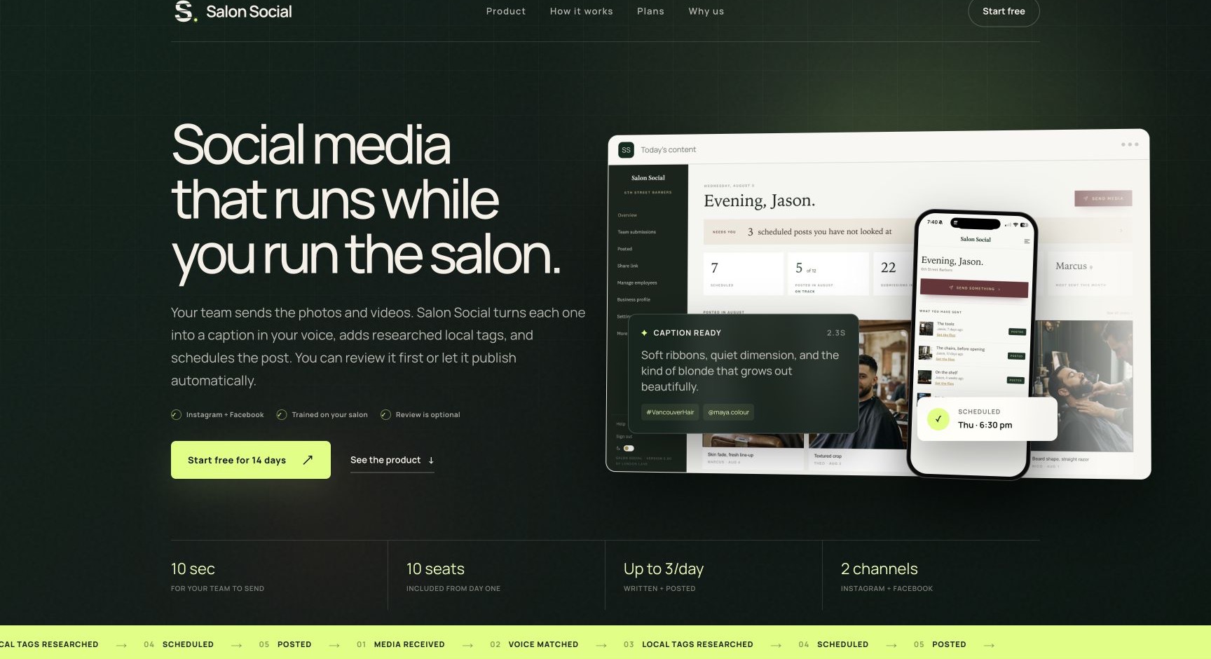 Salon Social website and product experience